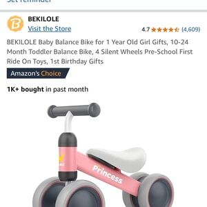 BRAND NEW ✨✨Pink and Gray Balance Bike with Four Wheels